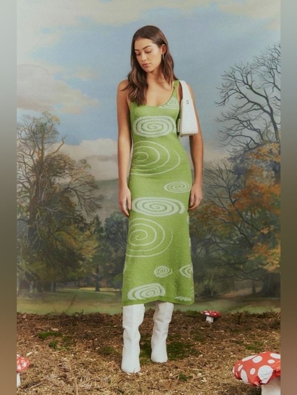NWT House Of Sunny The Galaxy Hockney Dress In Grass Green Size 6 Small